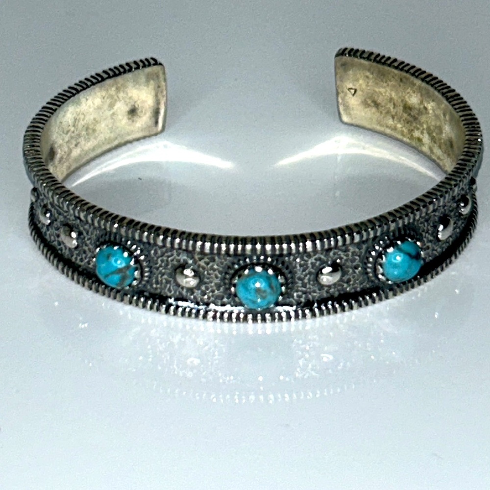 Carolyn Pollack Silver Cuff Bracelet with Turquoise Accents